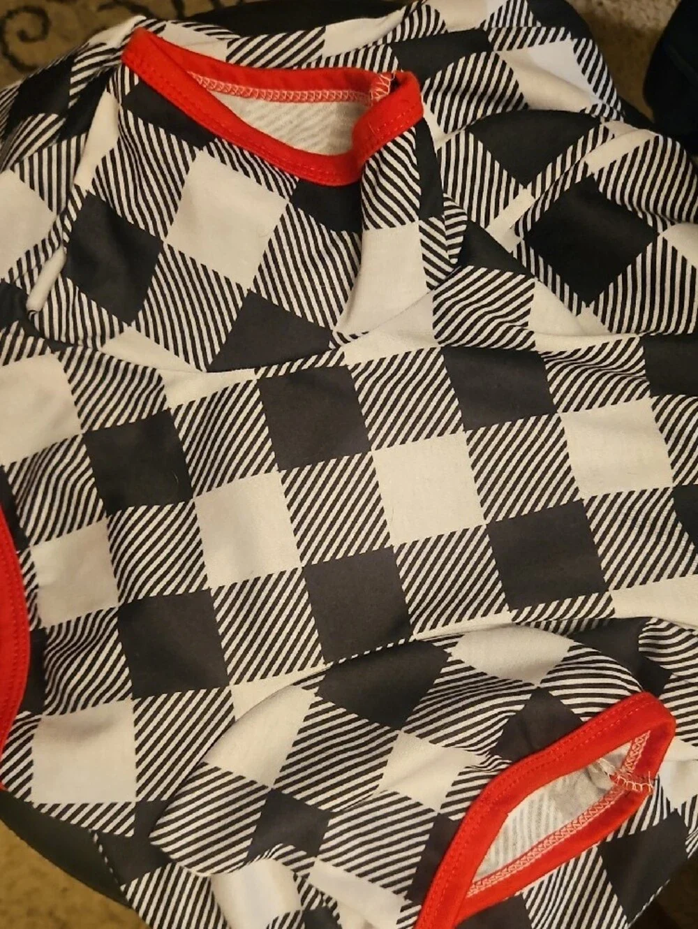 'Naughty or Nice?' Black & White Buffalo Plaid Dog Pajama Set